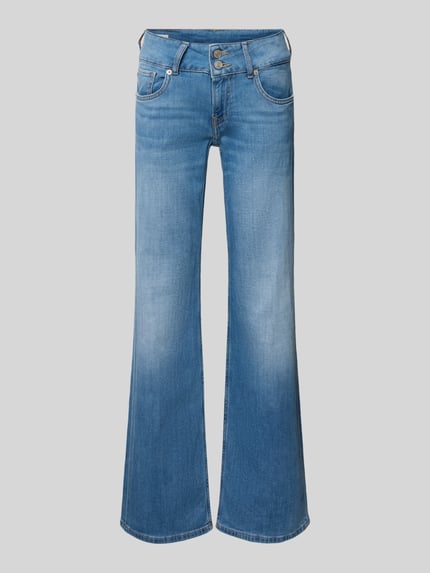 Productfoto, Straight Fit Jeans aus Baumwoll-Mix Modell 'VENUS' van Pepe Jeans in denim-look met rechte pijpen, contrasterende naden, knoop- en ritssluiting, 5-pocket-design, label patch, rivetten, riemlussen, katoenmix, blauwe tinten, gladde textuur