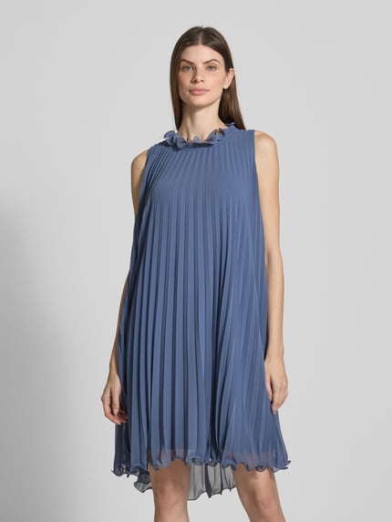 Vera Mont Knielanges Cocktailkleid mit Plisseefalten Rauchblau 4