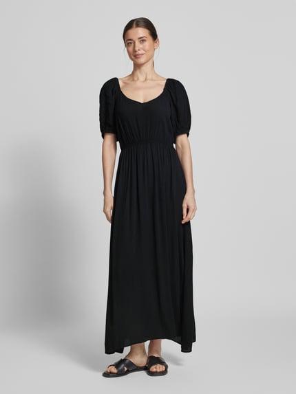 ICHI Midi-jurk van viscose met V-hals, model 'MARRAKECH' Zwart - 4