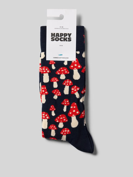 Happy Socks Socken mit Motiv-Stitching Modell 'Mushroom' Black 3