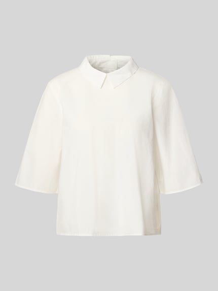 Produktfoto, witte regular fit blouse met korte mouwen van katoen, subtiele textuur, Regular Fit Kurzarmbluse aus reiner Baumwolle van Marc O'Polo DENIM