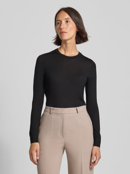 BOSS Regular fit pullover van pure scheerwol, model 'FERPINA' Zwart - 4