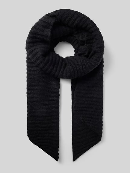 Productfoto, Schal mit weicher Strickstruktur van PIECES in zwart met melange en structuur, gebreide afwerking, dames sjaal in breilook.