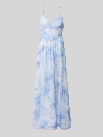 Bardot Abendkleid mit V-Ausschnitt Modell 'ELIAS' Hellblau 2