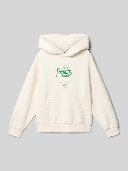 Produktfoto, Regular Fit Hoodie aus katoenmix model 'PEANUTS' van Only & Sons voor kinderen, offwhite kleur, peanuts®-print, sweattextuur