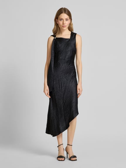 Selected Midikleid im asymmetrischen Design Modell 'ELISE' Black 4