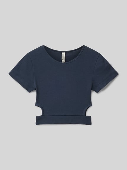 Blue Effect T-shirt krótki z wycięciem Granatowy 1