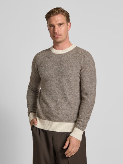 Selected Regular Fit Strickpullover mit Alpaka-Woll-Mix Modell 'RAI' Dunkelbraun 4