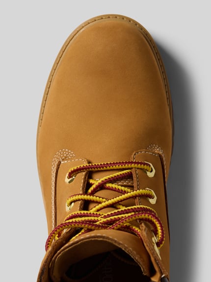 Produktfoto, Schnürboots aus Leder-Mix von Timberland, Leermix, Afgerond model, vetersluiting, Waterdicht design, Label in reliëf, geprofileerde zool, hakhoogte maat 39: 7 cm, schachthoogte maat 39: 13 cm, schachtbreedte maat 39: 10 cm