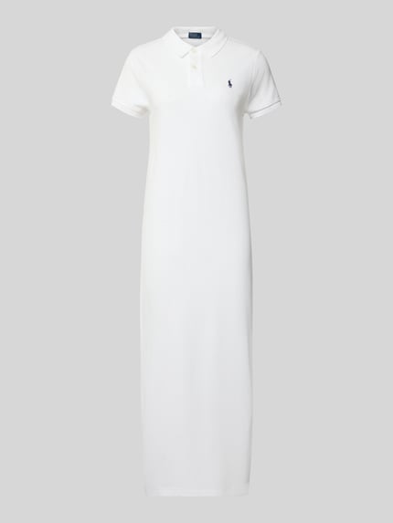 Produktfoto, Straight Fit Polokleid aus reiner Baumwolle von Polo Ralph Lauren in Optik: Unifarben, Midi-Länge, Piqué-Struktur, Logo-Stitching.
