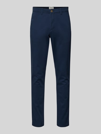 Produktfoto, Baggy Fit Jeans im 5-Pocket-Design Modell 'MARCO BOWIE' von JACK & JONES in Dunkelblau aus Reiner Baumwolle, sichtbare Bundweite 41 cm und Innenbeinlänge 75 cm bei Größe 32/32