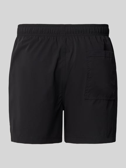 Productfoto, zwarte zwembroek met labelstitching model 'MAUI' van Jack & Jones, regular fit, elastische band, tunnelkoord