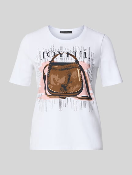 Betty Barclay Regular Fit T-Shirt mit Strasssteinbesatz Modell 'Juli' Weiss 2