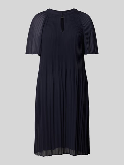 COMMA Knielanges Kleid mit Plisseefalten Marine 2
