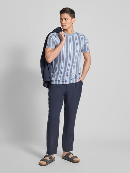 Lindbergh T-shirt o kroju relaxed fit ze wzorem w paski model ‘Towel striped’ Granatowy 1