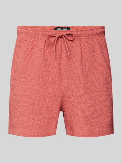ONLY & SONS Regular Fit Badehose mit Strukturmuster Modell 'TED LIFE' Rostrot 1