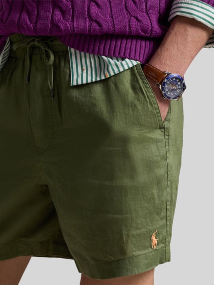 Polo Ralph Lauren Linnen shorts met tunnelkoord als vetersluiting en logostitching Olijfgroen - 3