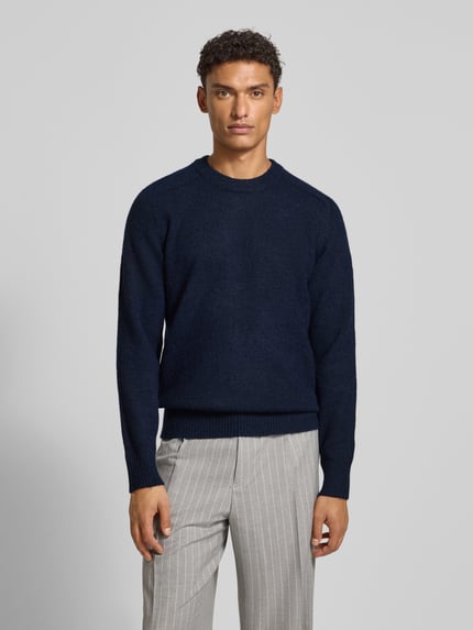 Selected Regular Fit Strickpullover mit Alpaka-Woll-Anteil Modell 'RAI' Dunkelblau 4