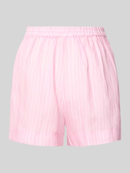 Produktfoto, Regular Fit Leinenshorts aus reinen Leinen Modell 'Amani' von MC2 Saint Barth in Rosa mit weißen Streifen, teilelastischer Bund, Damen