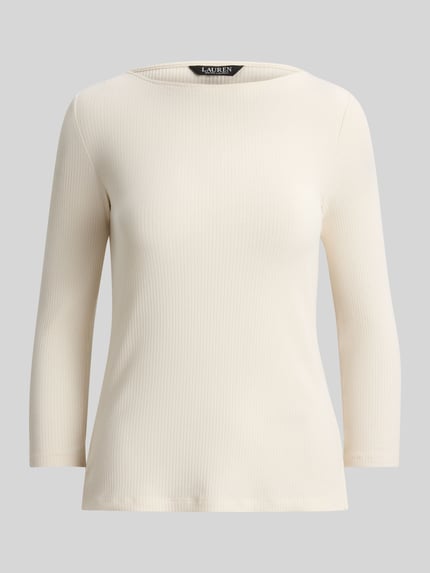 Lauren Ralph Lauren Gebreid shirt met 3/4-mouwen van katoenmix Zand - 2