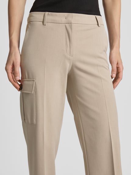 Christian Berg Woman Selection Straight leg stoffen broek met cargozak Taupe - 3
