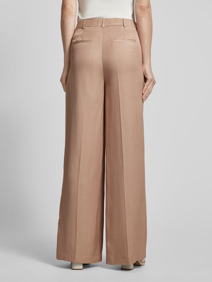 COMMA Broek van een mix van viscose en linnen met wijde pijpen Taupe - 5