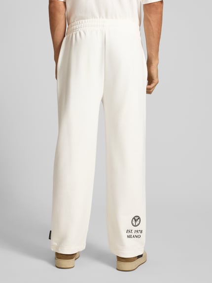 Carlo Colucci Wide Fit Sweatpants mit Logo-Print Offwhite 5