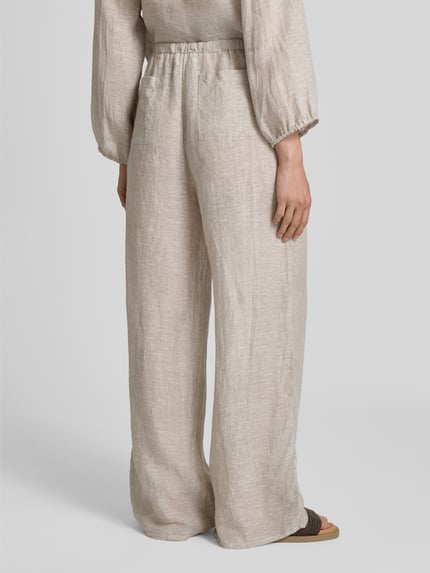Christian Berg Woman Wide Leg Leinenhose mit Eingrifftaschen Beige 5