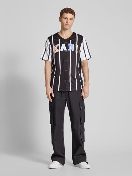 Karl Kani T-Shirt mit durchgehender Druckknopfleiste Black 1