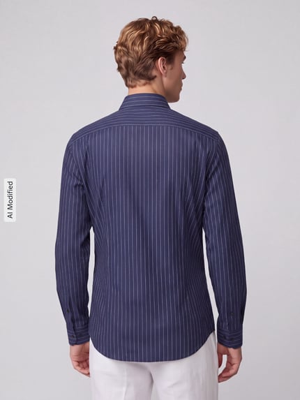 Jake*s Slim Fit Businesshemd aus reiner Baumwolle  Marine 5