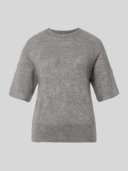 Produktfoto, Pullover aus Mohair mit Halbarm Modell 'Pammi' von OPUS in Grau, unifarben, strukturierte Strickoptik, Rundhalsausschnitt