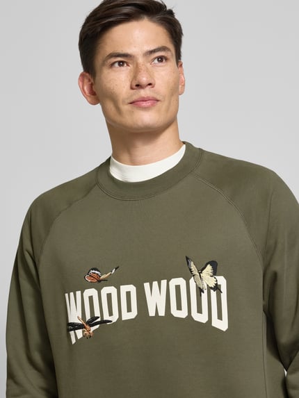 Wood Wood Bluza z wyhaftowanym motywem model ‘Hester’ Oliwkowy 3