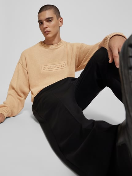 Dsquared2 Pullover met geribde boorden Zand - 3