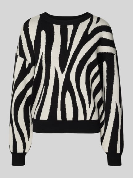VERO MODA Regular fit gebreide pullover van viscosemix, model 'SILJEANIMAL' Offwhite - 2