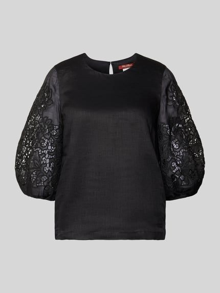 Max Mara Studio regular fit blouse met broderie model 'ORDINE' Zwart - 2