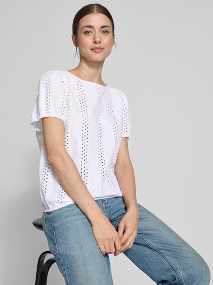 Mustang T-shirt met ronde hals, model 'Assaria' Wit - 3