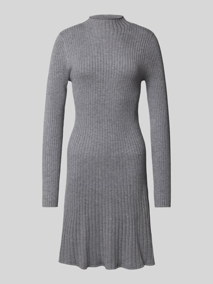 VERO MODA Sukienka lekko rozkloszowana z dzianiny z mieszanki wiskozy model ‘NANCY’ Średnioszary melanż 2