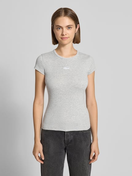 REVIEW T-Shirt mit kleinem Logo-Schriftzug Hellgrau Melange 4