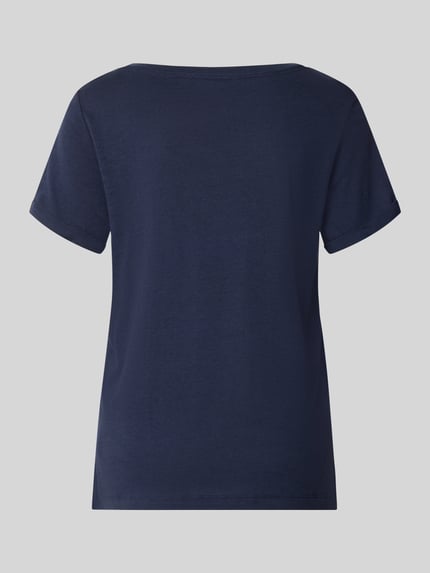 Produktfoto, Comfort Fit Pyjama aus Baumwoll-Viskose-Mix Modell 'Perfect Nights T-Shirt' von s.Oliver RED LABEL in Dunkelblau, glatte Struktur