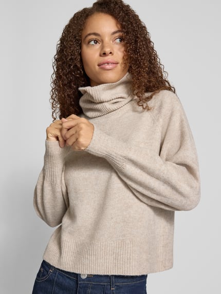 ONLY Rollkragenpullover mit überschnittenen Schultern Rosa Melange 3