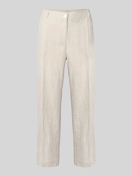 MAC Straight Leg Leinenhose in verkürzter Passform Modell 'Nora' Hellgrau Melange 2