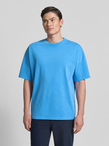 American Vintage T-Shirt mit geripptem Rundhalsausschnitt Modell 'FIZVALLEY' Hellblau 4