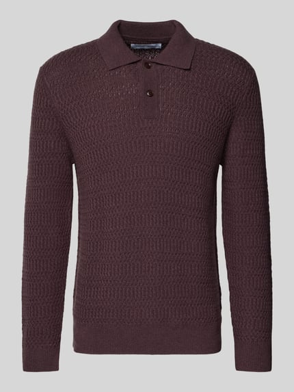 Samsøe Samsøe Strickpullover aus Woll-Mix mit Polokragen Modell 'CAIDEN' Bordeaux 2