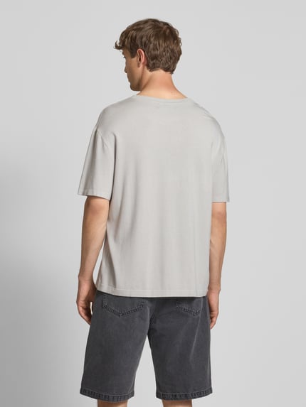 PEGADOR Oversized T-shirt met labelstitching, model 'Casan' Lichtgrijs - 5