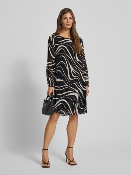 s.Oliver BLACK LABEL Plisseekleid mit Allover-Muster Metallic Black 1