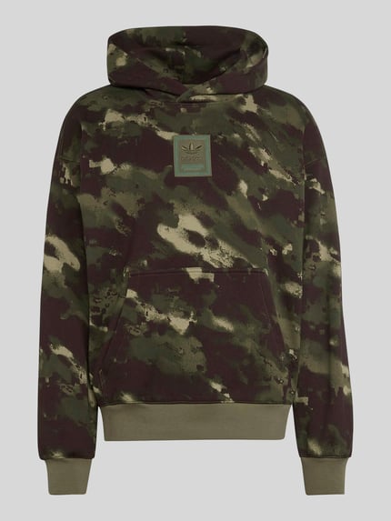 adidas Originals Bluza z kapturem o kroju relaxed fit z czystej bawełny model 'CAMO' Ciemnozielony 2