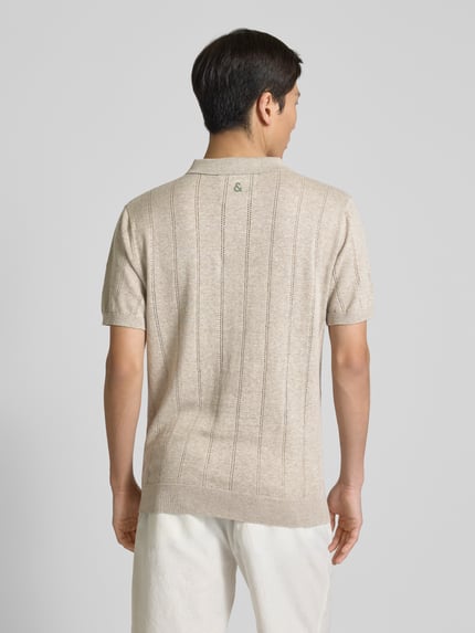 Colours & Sons Slim Fit Poloshirt mit Leinen-Anteil Beige 5