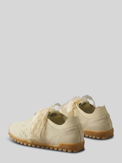 CK Calvin Klein Sneaker aus Veloursleder mit zwei Schnürsenkeln Beige 2