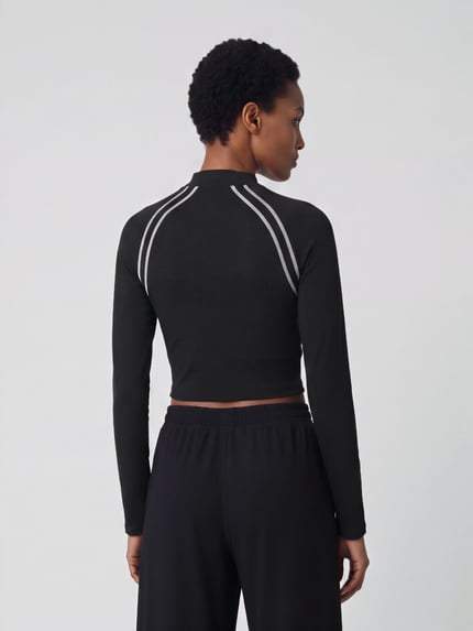 Under Armour Sport-shirt met lange mouwen met contraststrepen 'Motion LS Mock' Zwart - 5