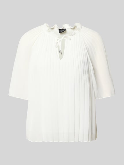s.Oliver BLACK LABEL Regular Fit Blusenshirt in Plissee-Optik Offwhite 2